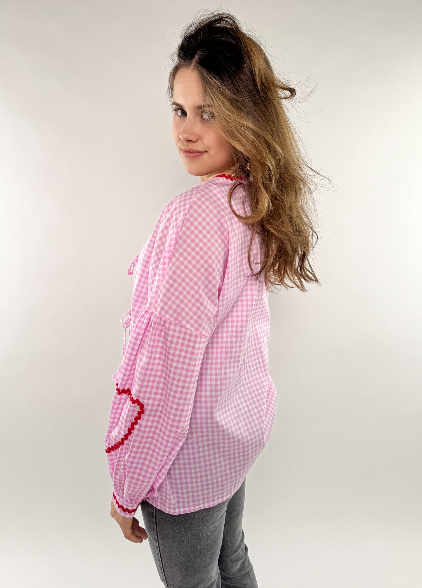 Full of Love Cardigan kariert rosa