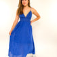 Cotton Lace Midi Dress - blau