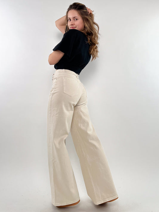 ZWEITELIEBE 275 Wide Leg Jeans Sand - Beige - vom Umtausch ausgeschlossen -