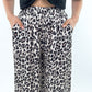 Sleek Leo Print Straight Stoffhose - weiss