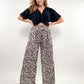 Sleek Leo Print Straight Stoffhose - weiss