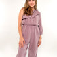 Starstruck Off Shoulder Jumpsuit Musselin - Mauve