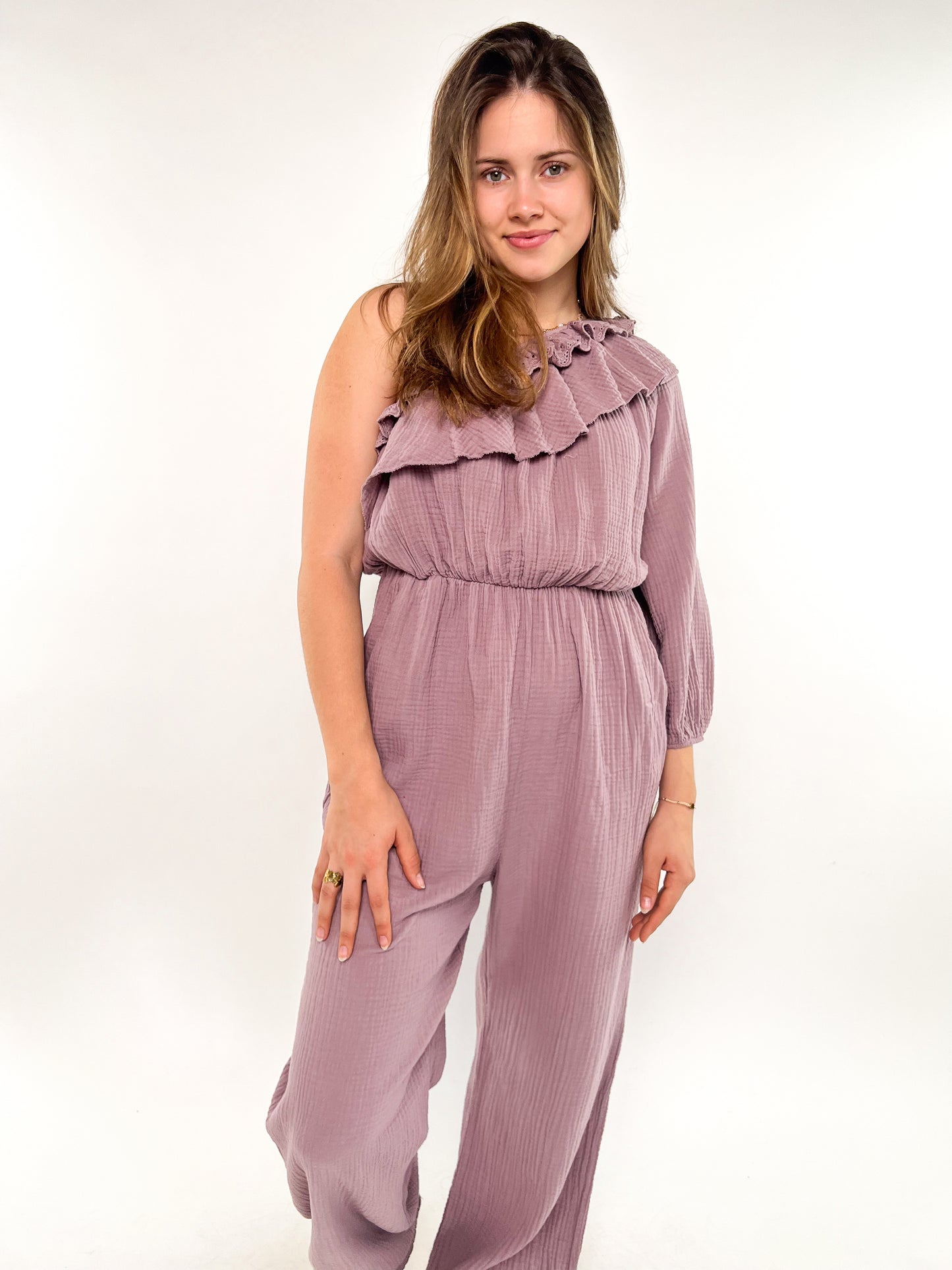 Starstruck Off Shoulder Jumpsuit Musselin - Mauve