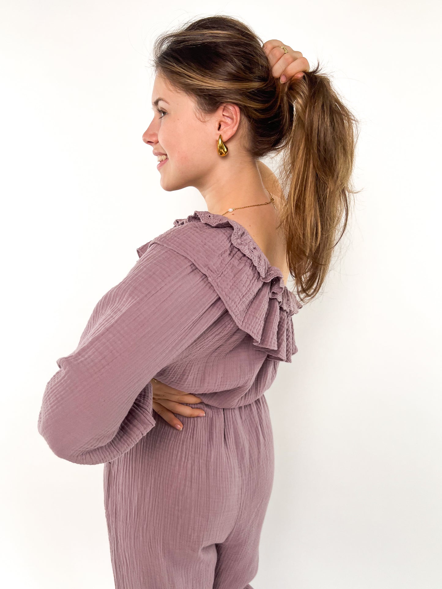 Starstruck Off Shoulder Jumpsuit Musselin - Mauve