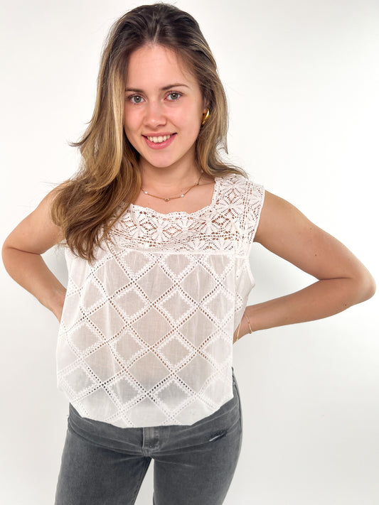 Lace Top Spitze - weiß