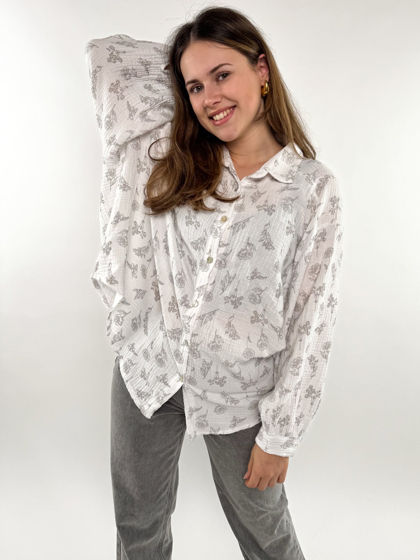 Musselinbluse Wild Dreams - anthrazit