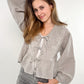 Musselin Bow Cardigan langarm kariert  - beige/braun