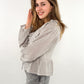 Musselin Bow Cardigan langarm kariert  - beige/braun