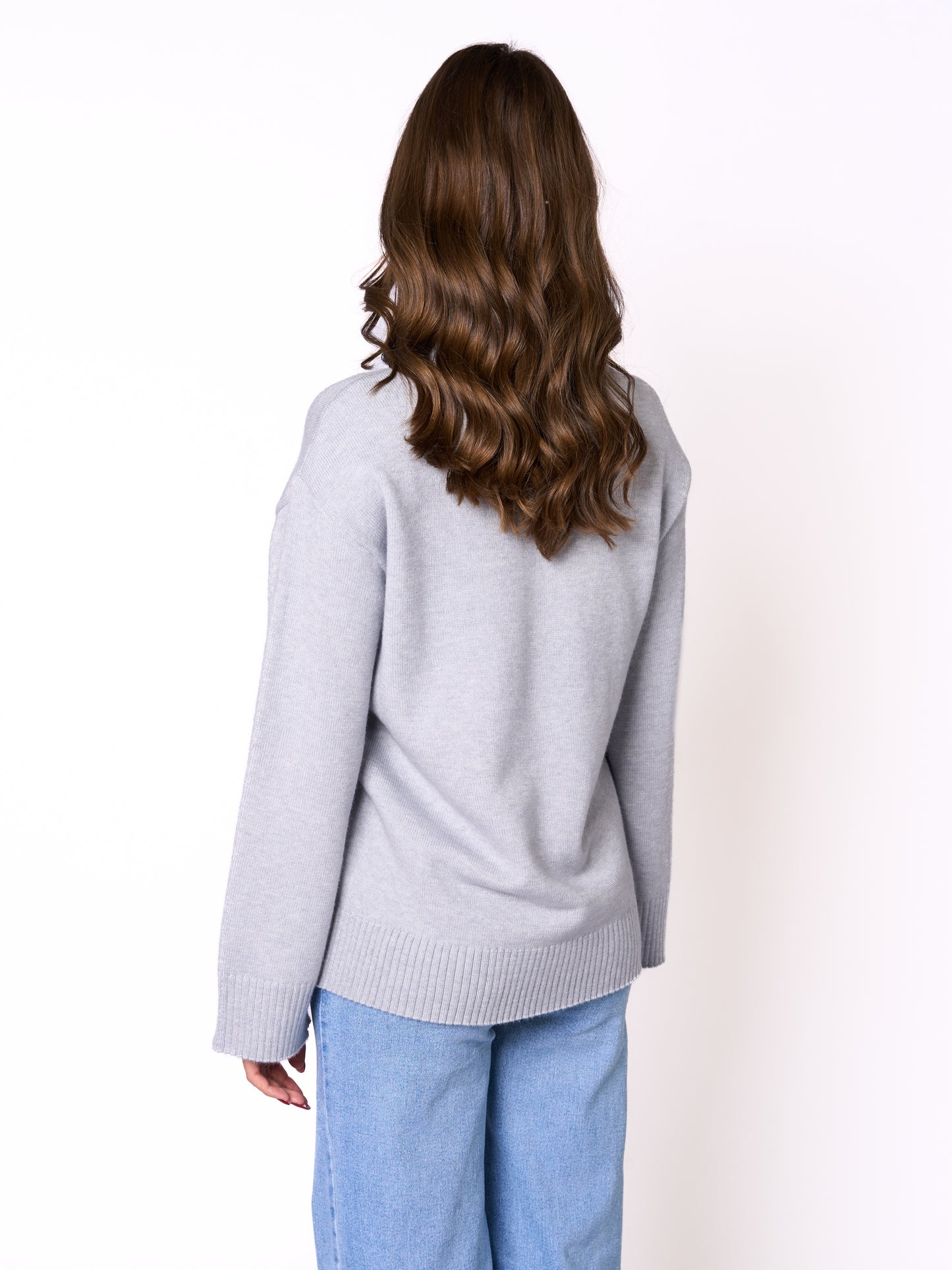 Basic Feinstrick Sweatshirt - Hellgrau