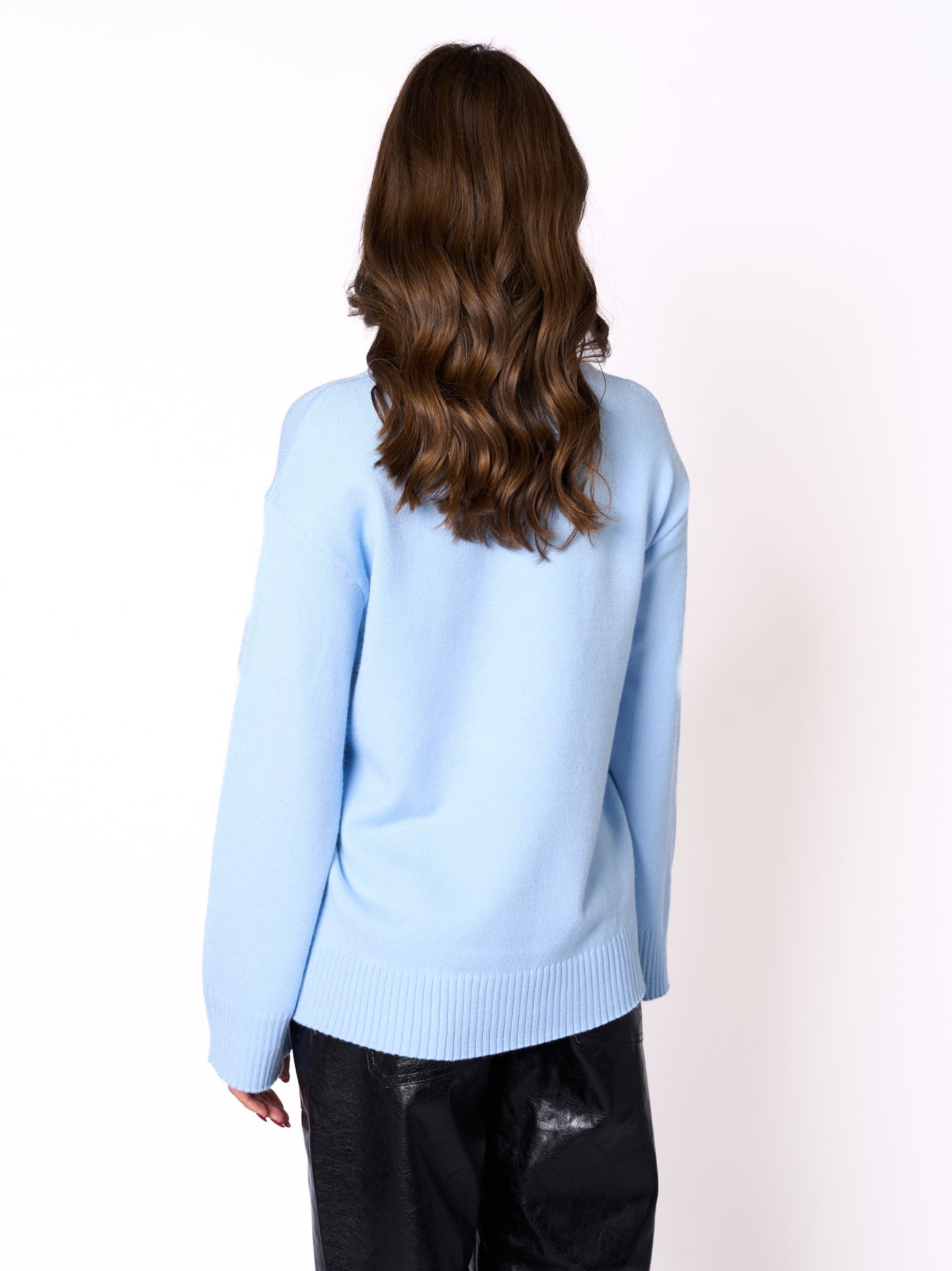 Basic Feinstrick Sweatshirt - Himmelsblau