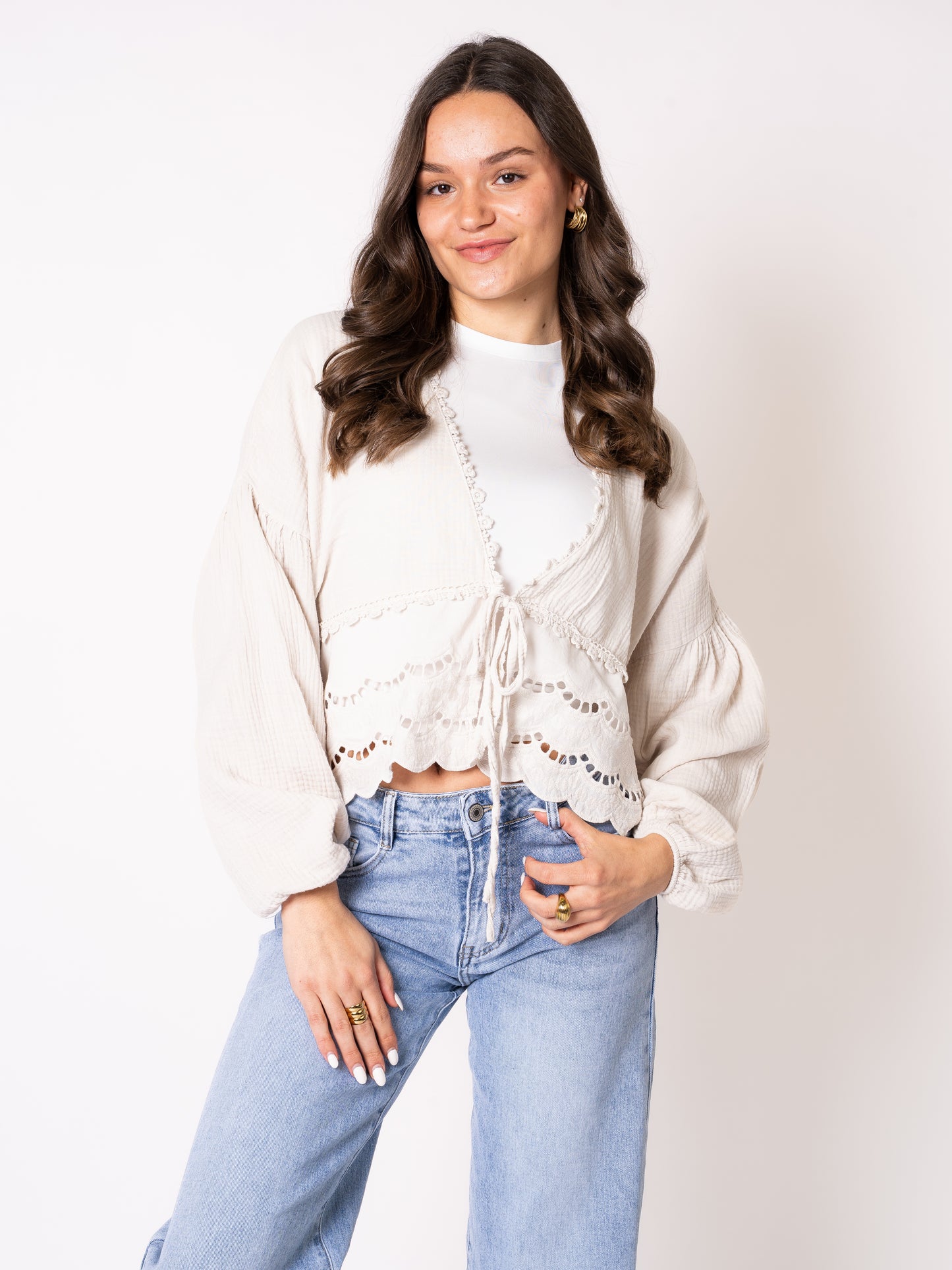 Boho Musselin Cardigan - Beige