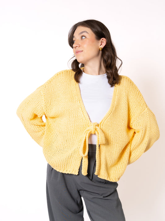 Bow Knit Cardigan Amber - Gelb