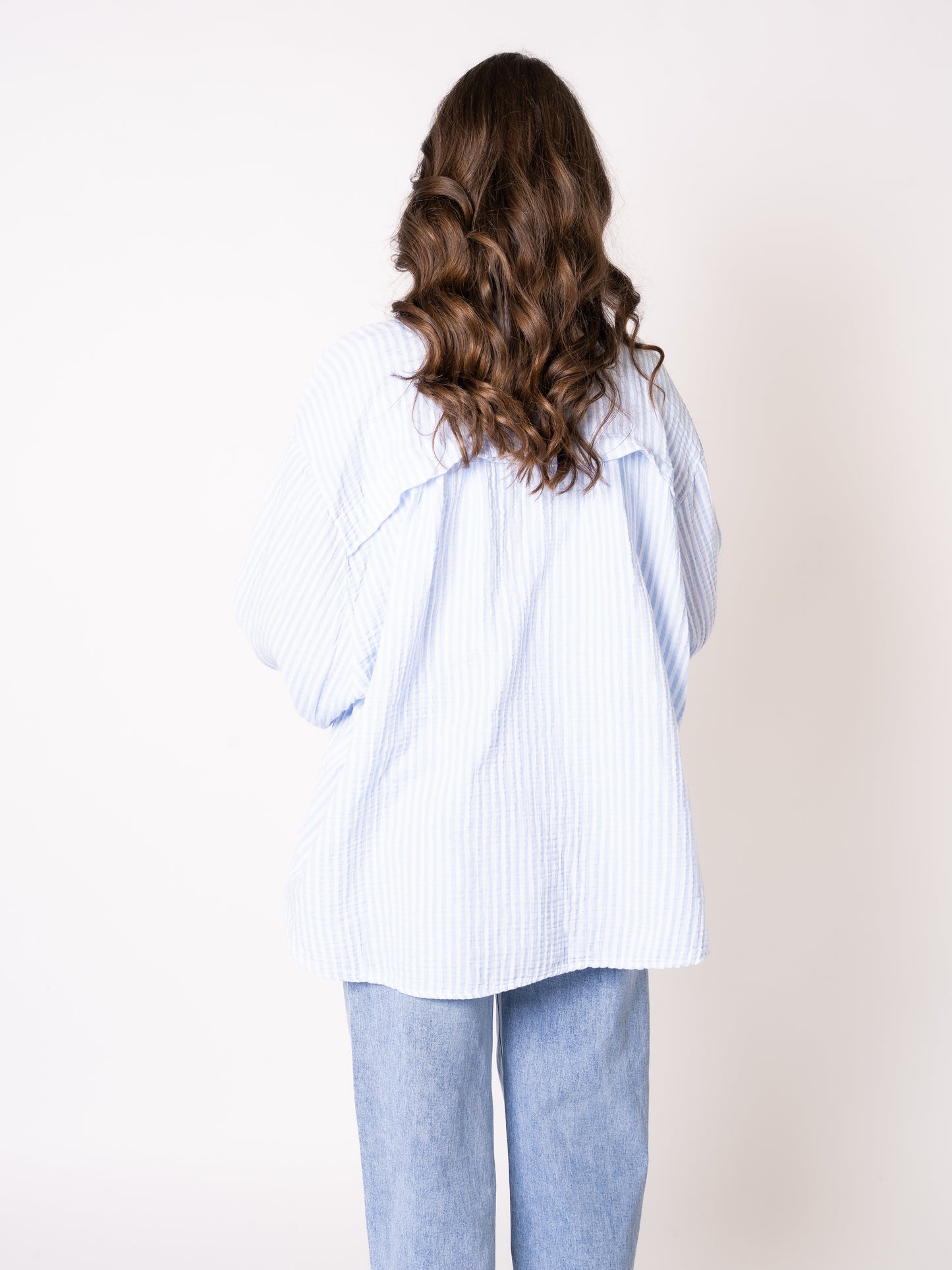 Musselinbluse Stripes - Hellblau