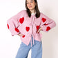 Heart Knit Bow Jacket - Rosa