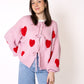 Heart Knit Bow Jacket - Rosa