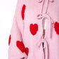 Heart Knit Bow Jacket - Rosa