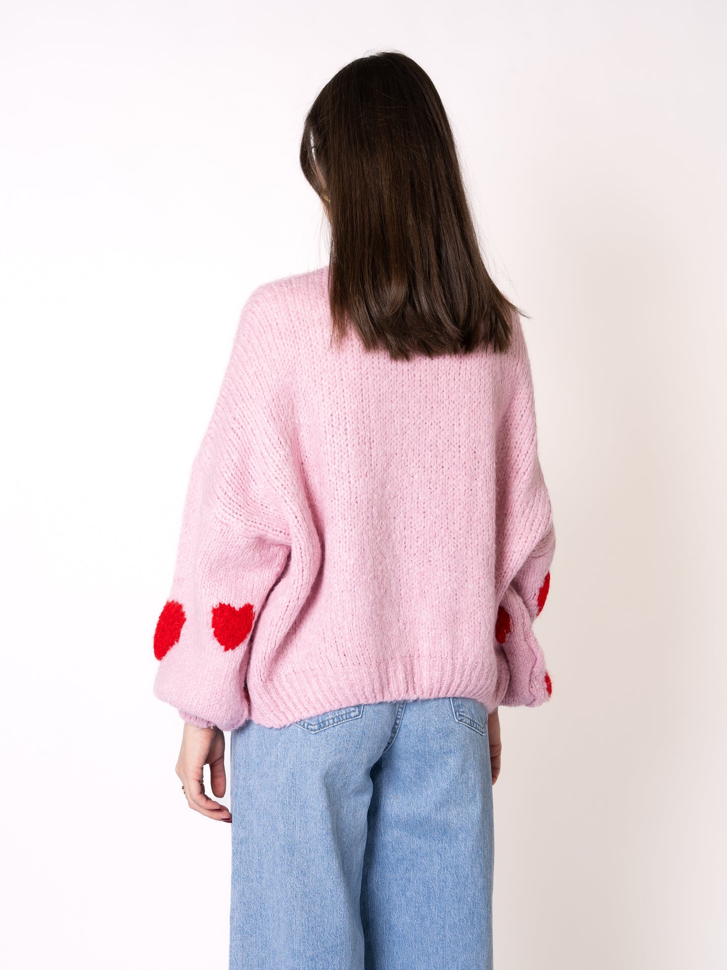 Heart Knit Bow Jacket - Rosa