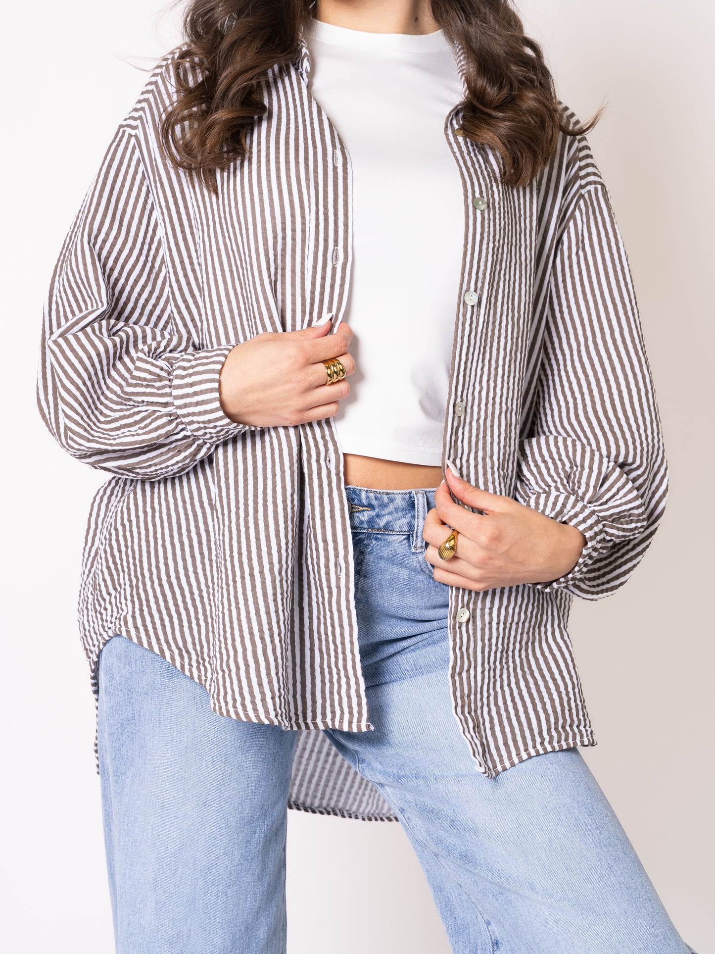 Musselinbluse Stripes - Braun