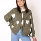 Heart Knit Bow Jacket - Khaki