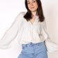 LUCKY DEAL 1238 Western Vibes Boho Bluse - Creme - vom Umtausch ausgeschlossen -