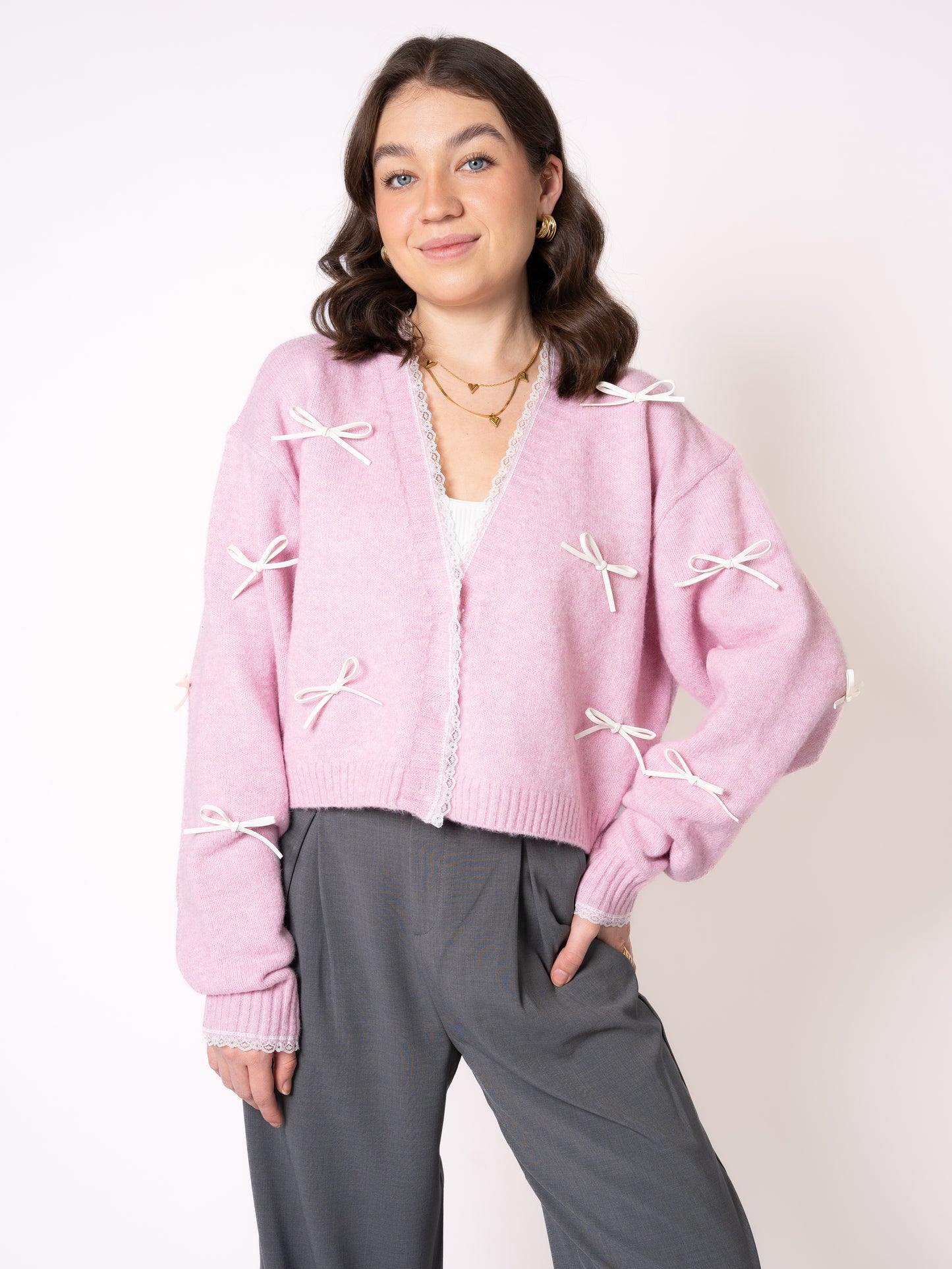 Pretty in Bow Knit Jacket - Rosa