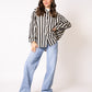 Musselinbluse Bold Stripes - Schwarz/Creme