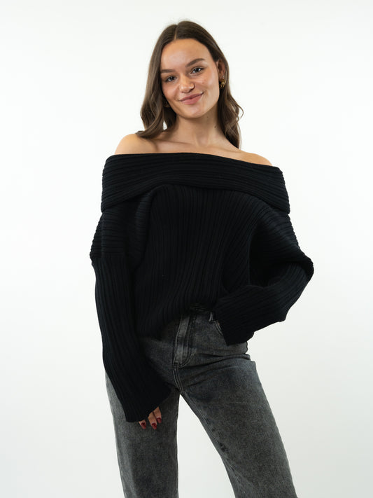 Off-Shoulder Pullover Madison - Schwarz