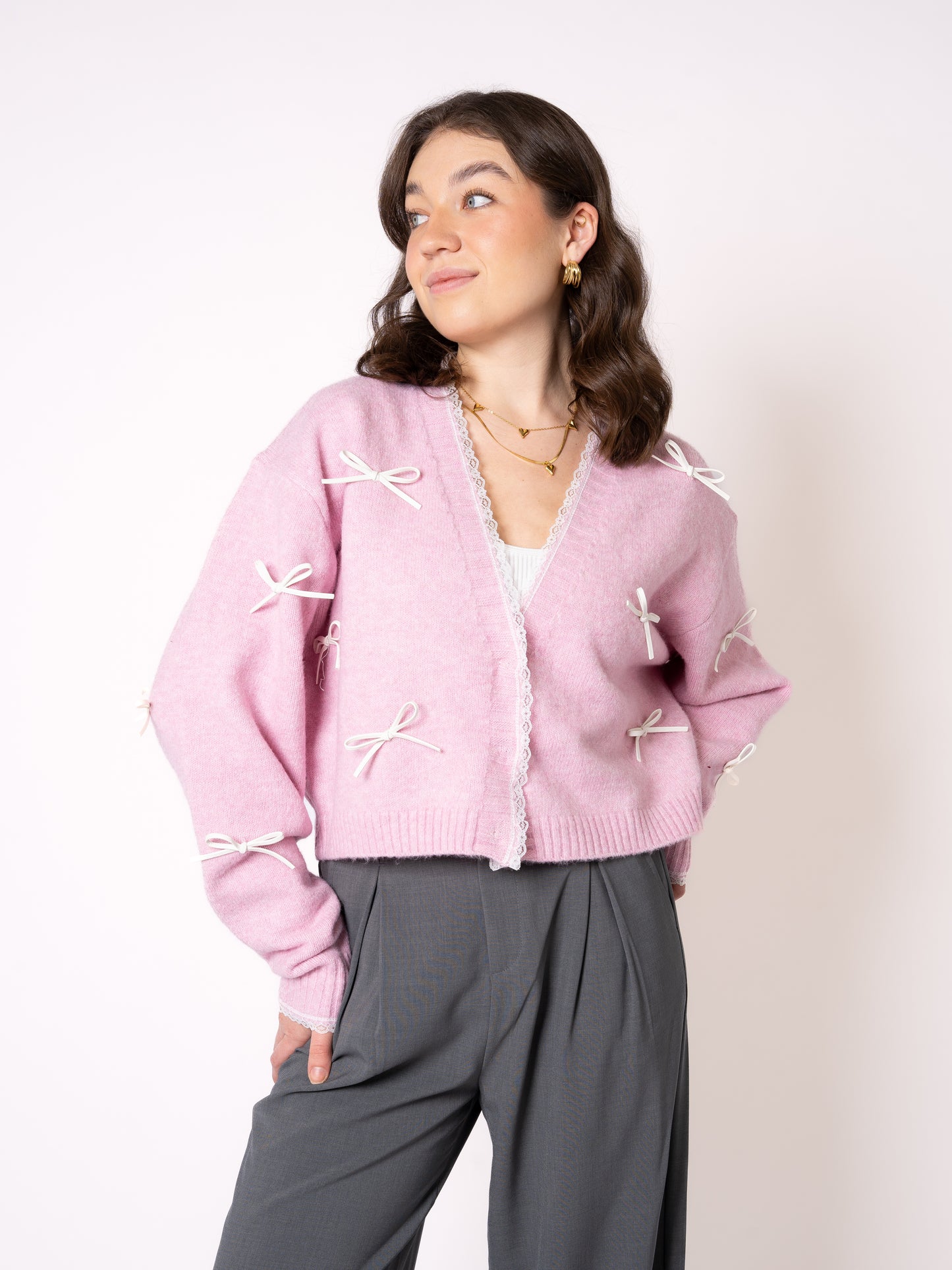 Pretty in Bow Knit Jacket - Rosa