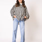 Musselinbluse Bold Stripes - Schwarz/Creme