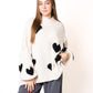 Strickpullover Felina mit Herzchen - Creme mit Schwarz