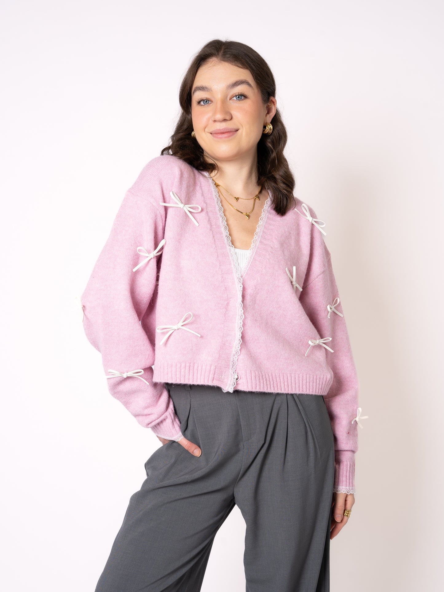 Pretty in Bow Knit Jacket - Rosa