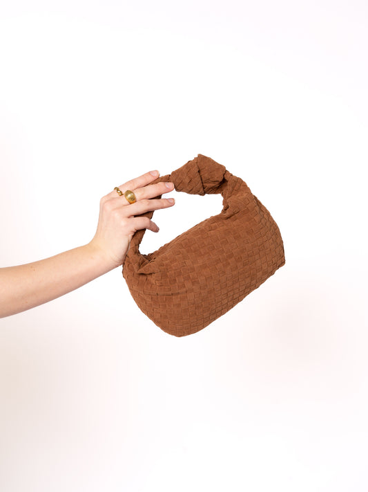 Woven Wild Leather Bag - Camel