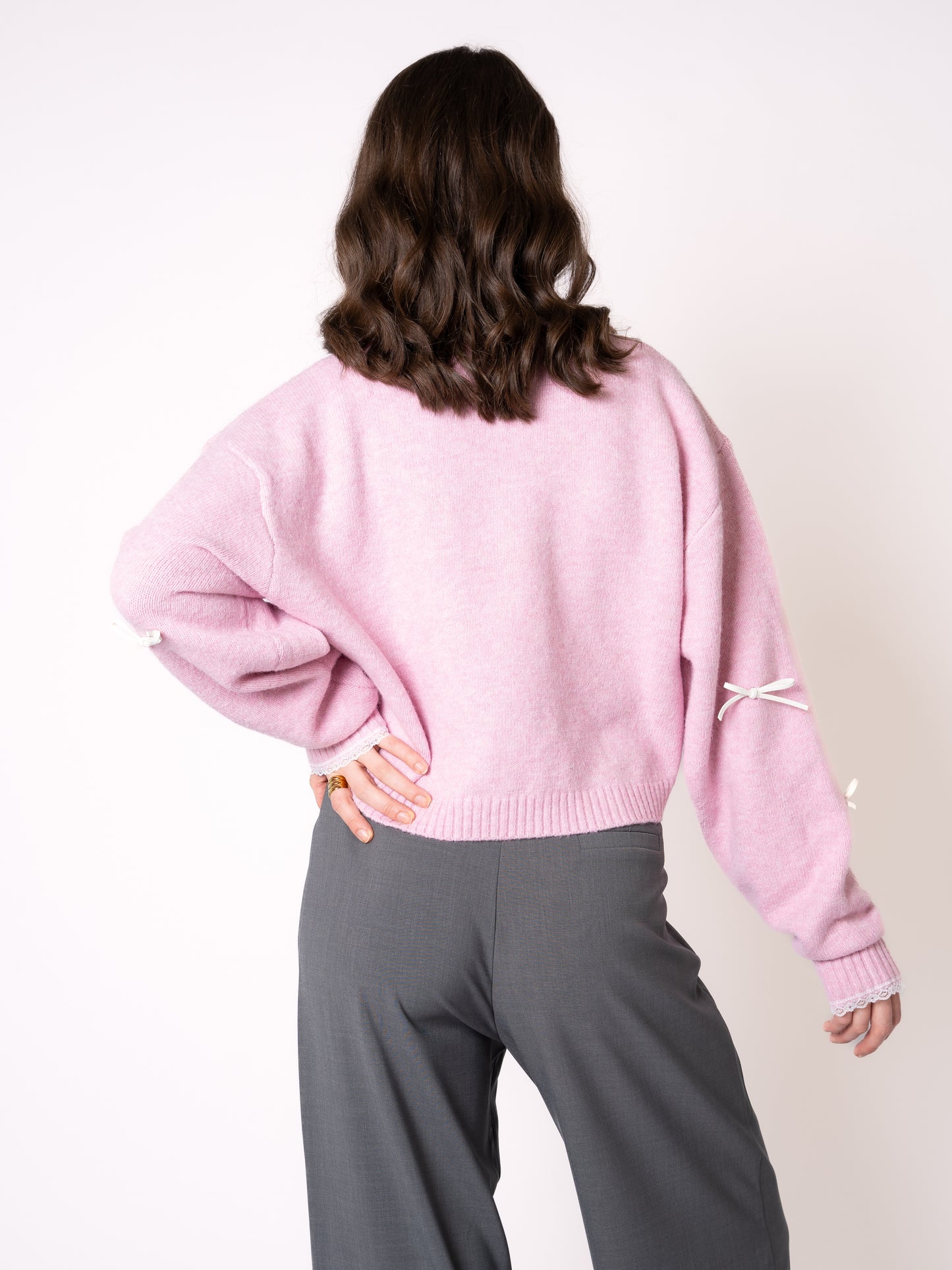 Pretty in Bow Knit Jacket - Rosa