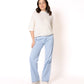 Stripe Vibe Wide Leg Jeans - Light Blue