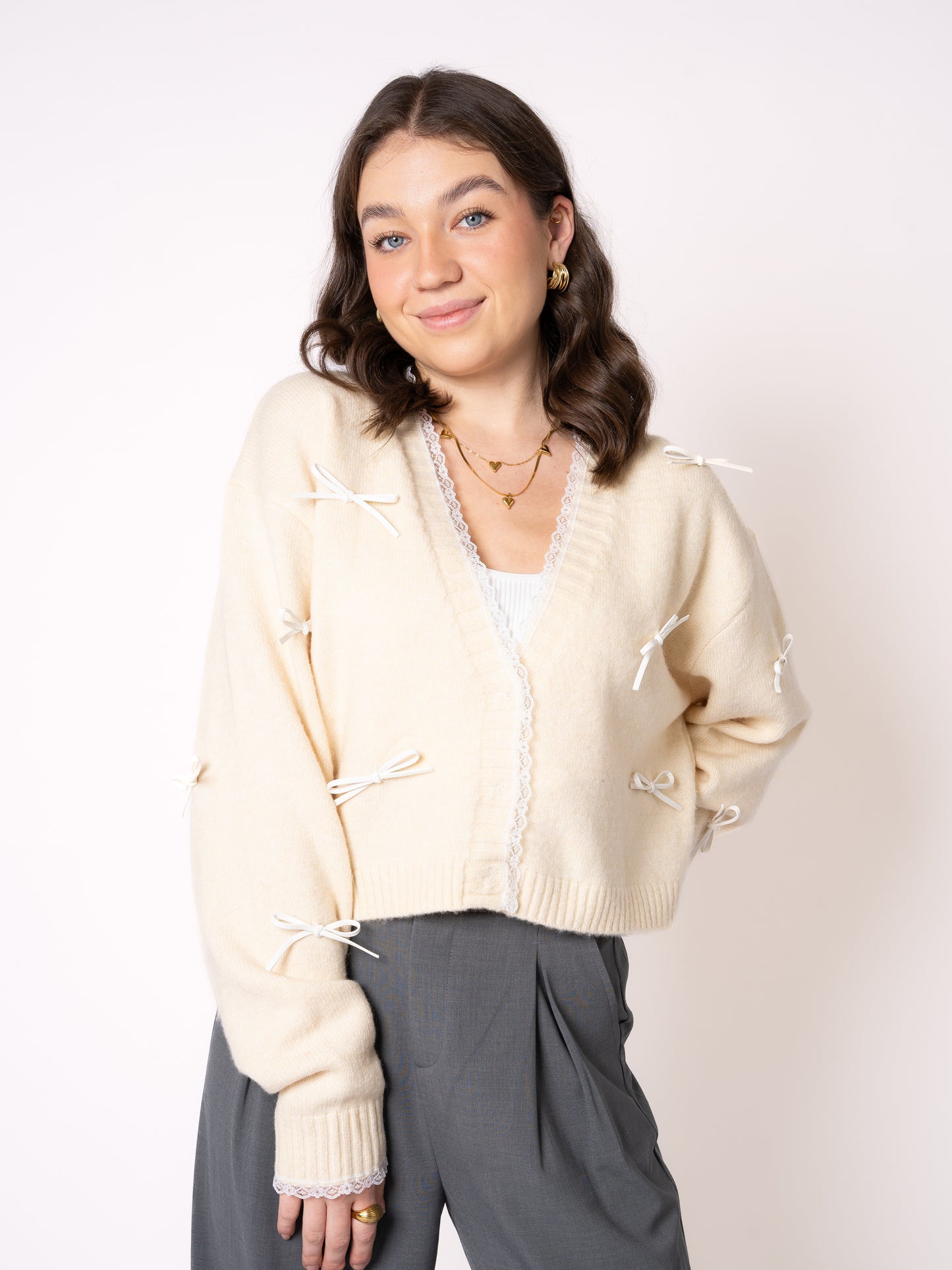 Pretty in Bow Knit Jacket - Cremegelb