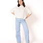 Stripe Vibe Wide Leg Jeans - Light Blue