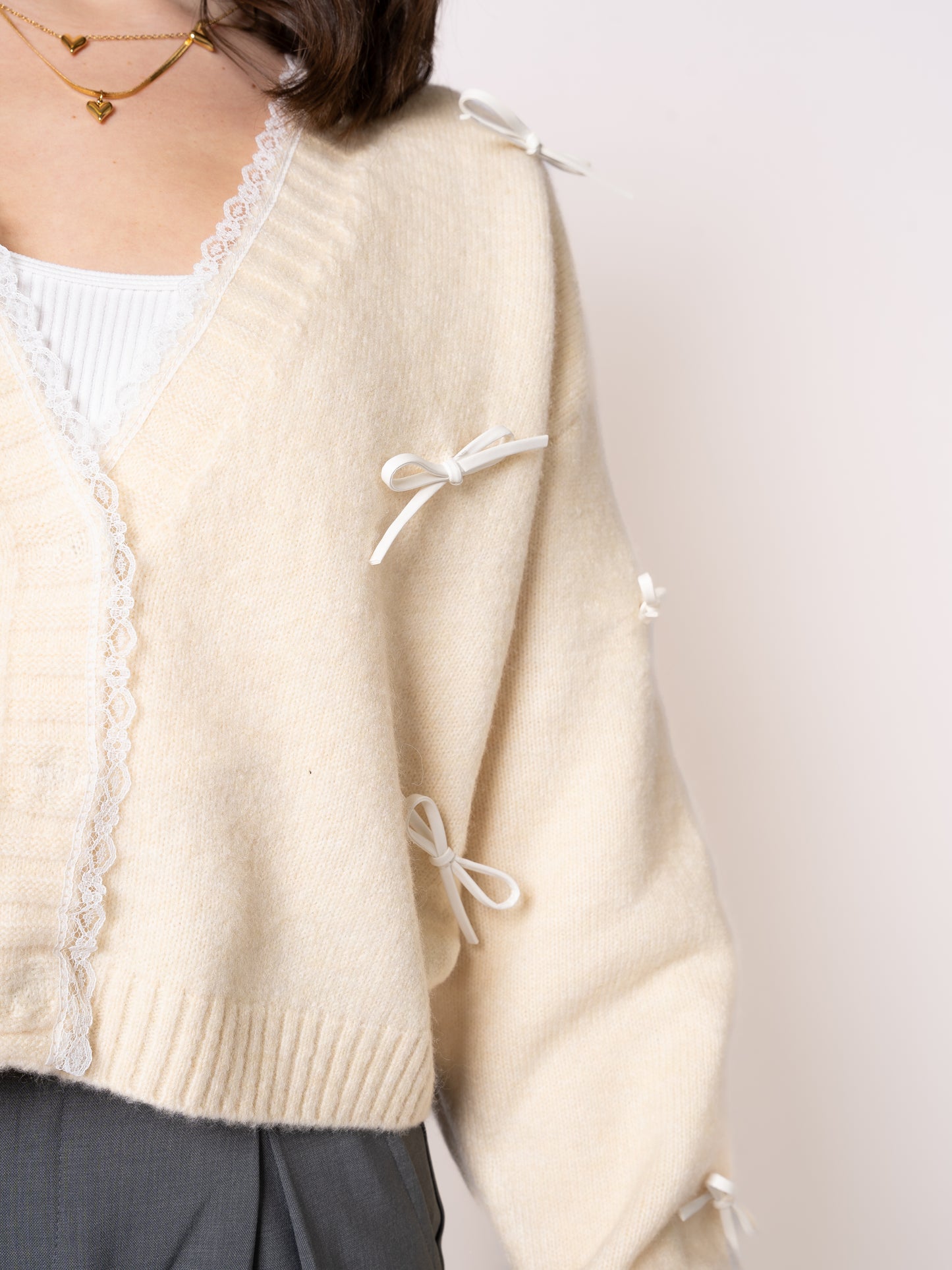 Pretty in Bow Knit Jacket - Cremegelb