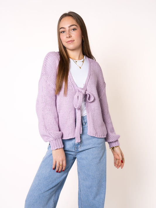 Bow Knit Cardigan Amber - Flieder