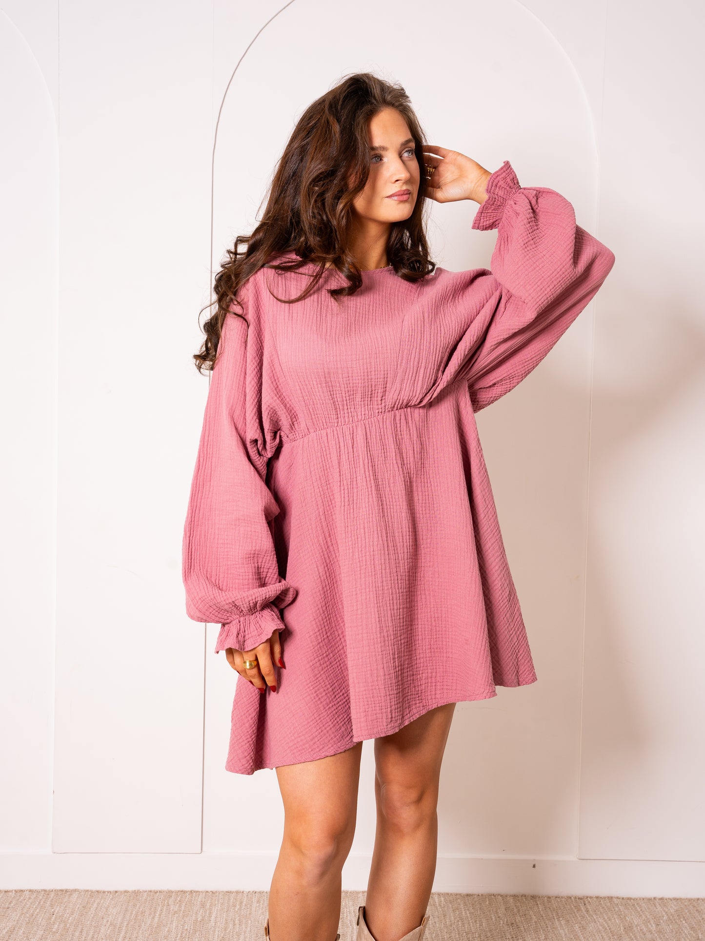 Musselin Minidress - Altrosa