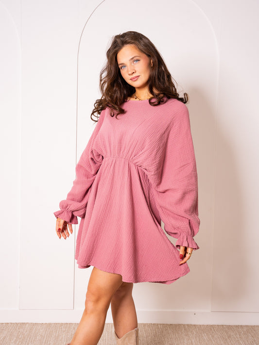 Musselin Minidress - Altrosa