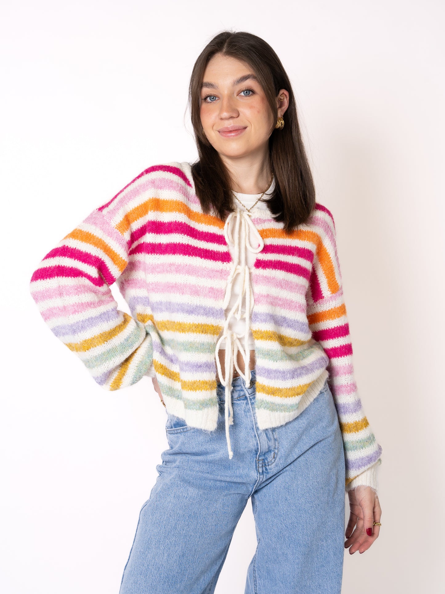 Rainbow Striped Strickcardigan