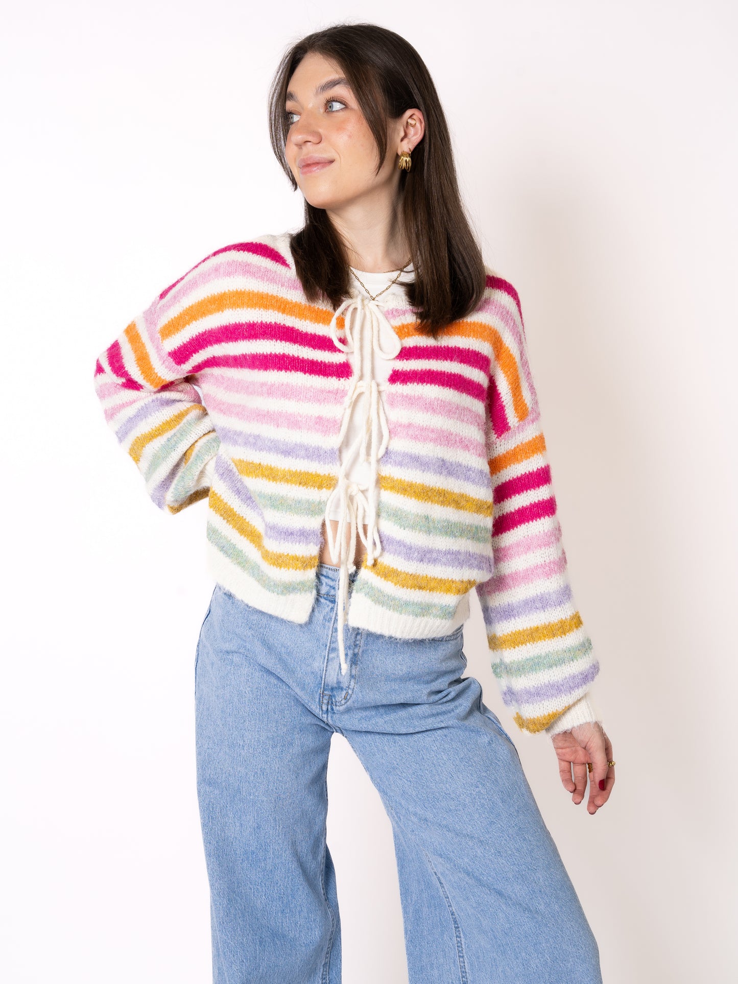 Rainbow Striped Strickcardigan