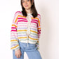 Rainbow Striped Strickcardigan