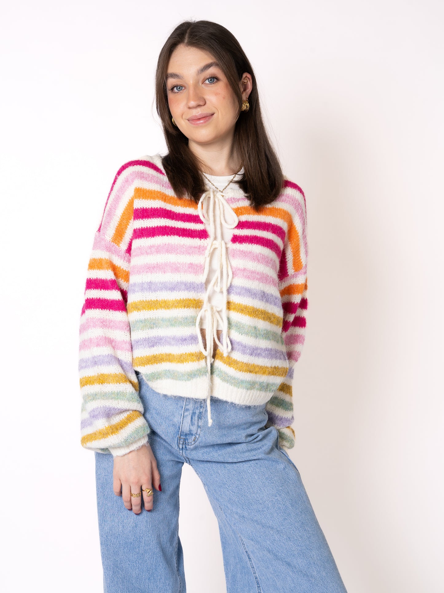 Rainbow Striped Strickcardigan