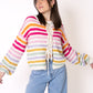 Rainbow Striped Strickcardigan