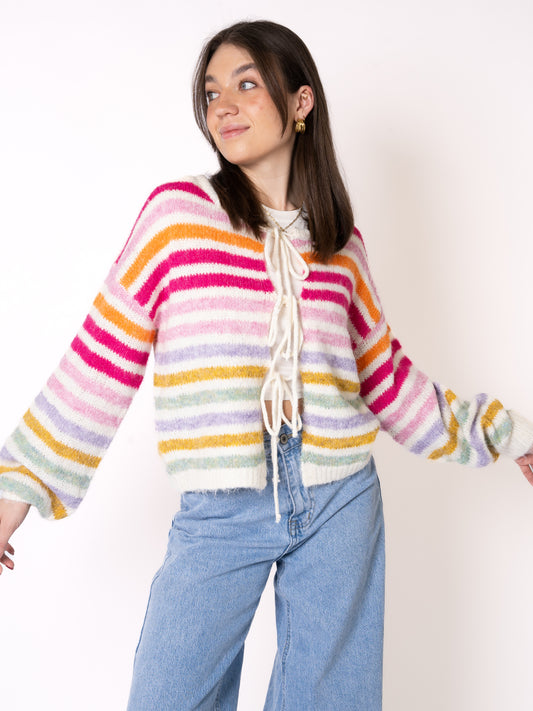 Rainbow Striped Strickcardigan