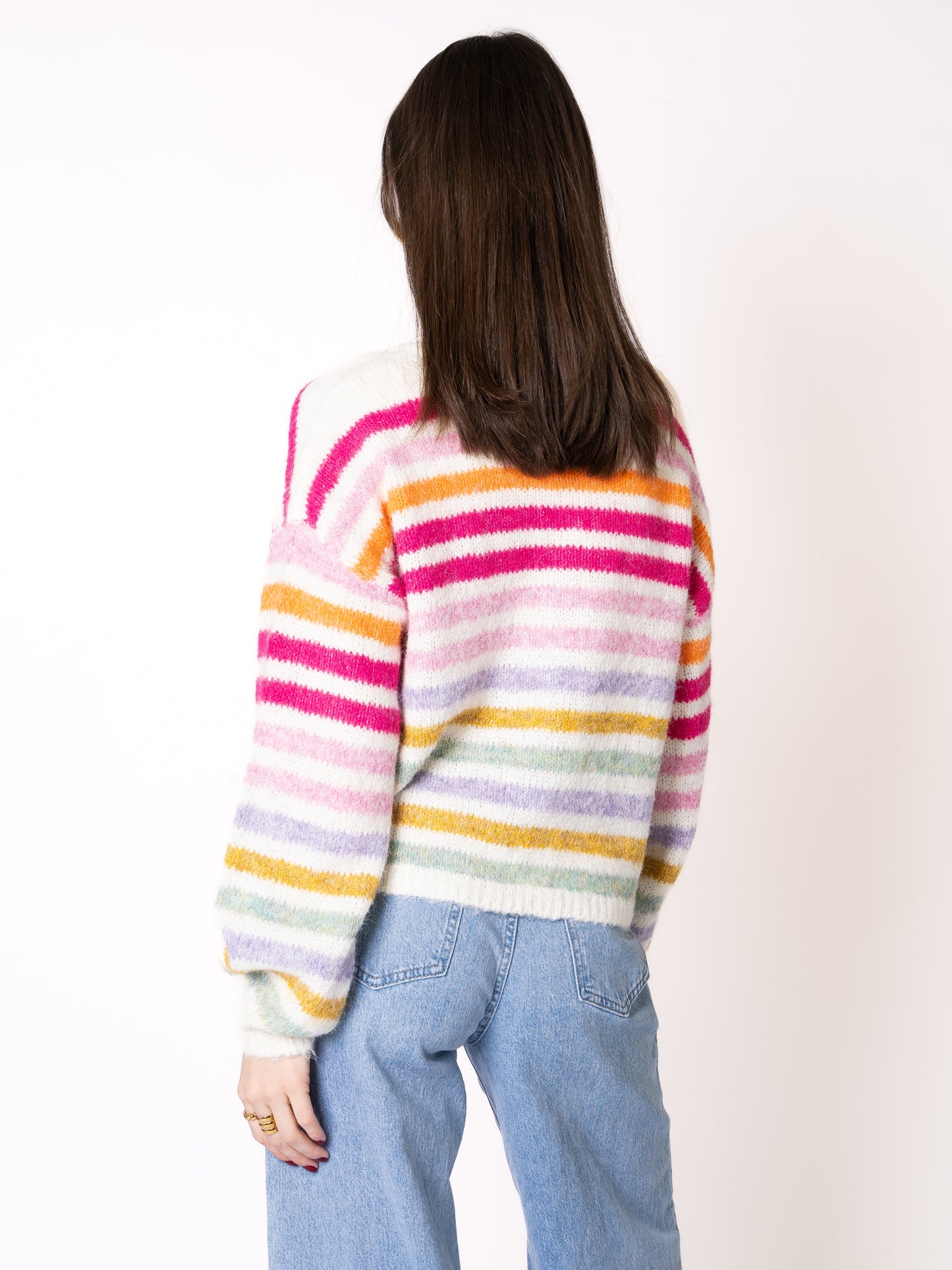 Rainbow Striped Strickcardigan