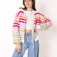 Rainbow Striped Strickcardigan