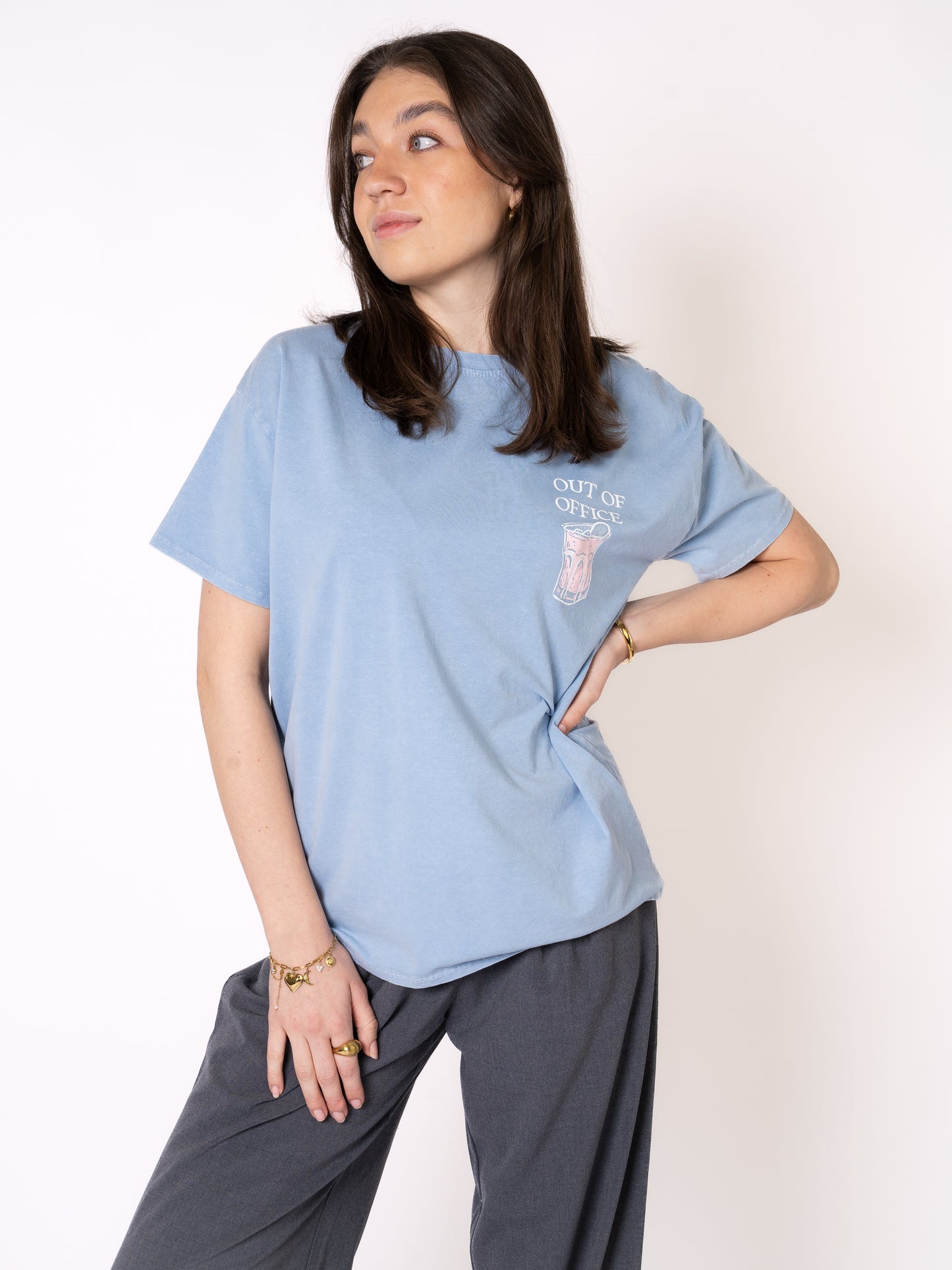 LUCKY DEAL 1236 OUT OF OFFICE Oversize T-Shirt - Blau - vom Umtausch ausgeschlossen -