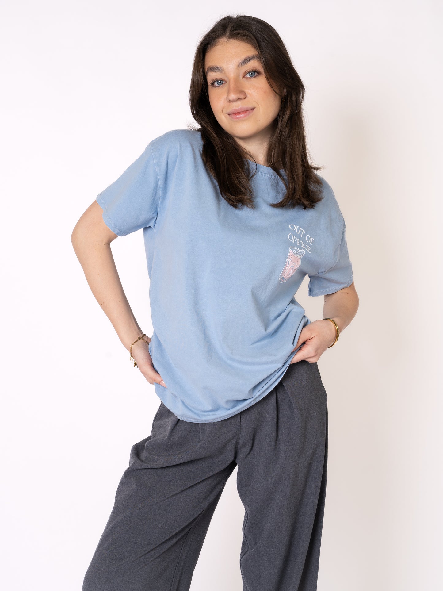 OUT OF OFFICE Oversize T-Shirt - Blau